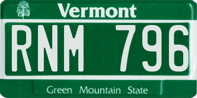 VT license plate RNM796