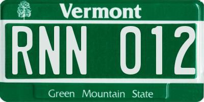 VT license plate RNN012