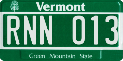 VT license plate RNN013