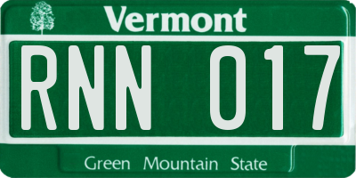 VT license plate RNN017