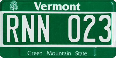 VT license plate RNN023