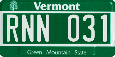 VT license plate RNN031