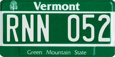 VT license plate RNN052