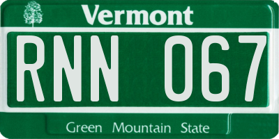VT license plate RNN067