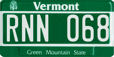 VT license plate RNN068