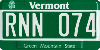 VT license plate RNN074