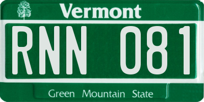 VT license plate RNN081