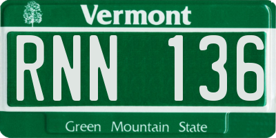 VT license plate RNN136