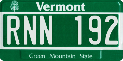 VT license plate RNN192