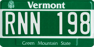 VT license plate RNN198