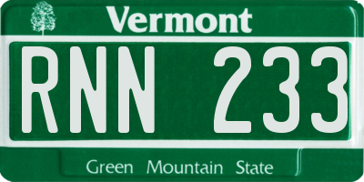 VT license plate RNN233