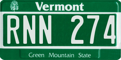VT license plate RNN274