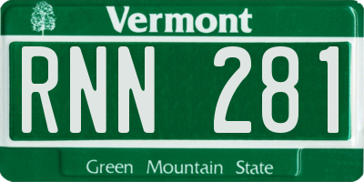 VT license plate RNN281
