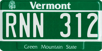 VT license plate RNN312