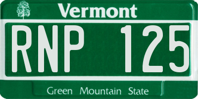 VT license plate RNP125