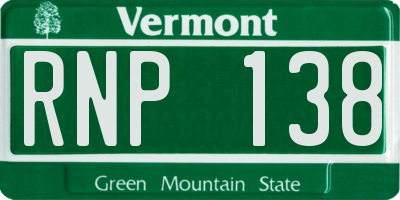 VT license plate RNP138