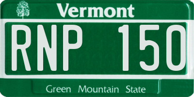 VT license plate RNP150