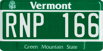 VT license plate RNP166