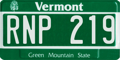 VT license plate RNP219