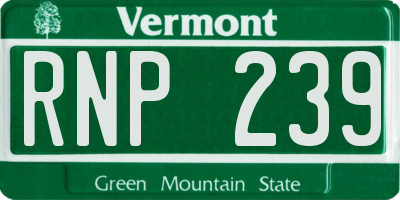 VT license plate RNP239