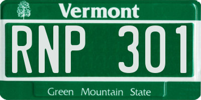 VT license plate RNP301
