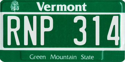 VT license plate RNP314