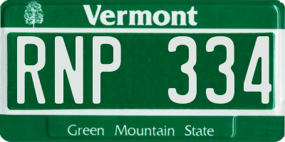 VT license plate RNP334