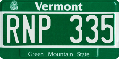 VT license plate RNP335