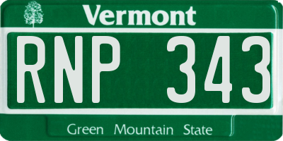 VT license plate RNP343