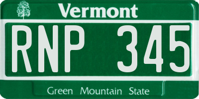 VT license plate RNP345