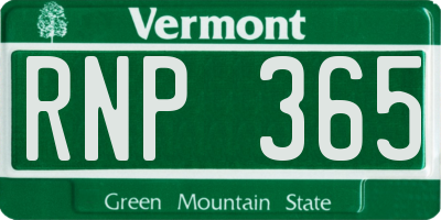 VT license plate RNP365