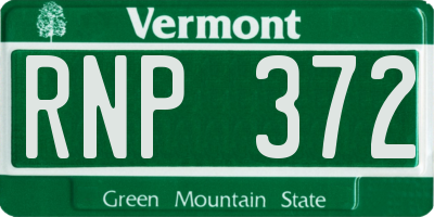 VT license plate RNP372