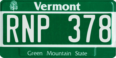 VT license plate RNP378
