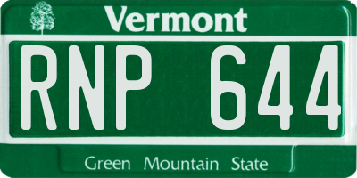 VT license plate RNP644