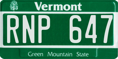 VT license plate RNP647