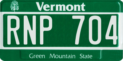 VT license plate RNP704