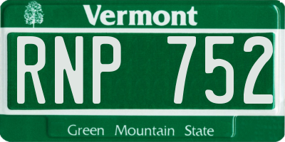 VT license plate RNP752