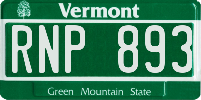 VT license plate RNP893