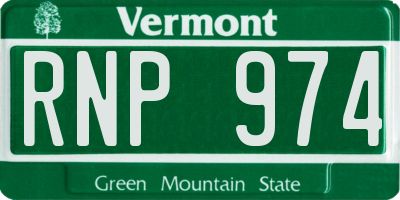 VT license plate RNP974