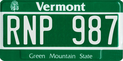 VT license plate RNP987