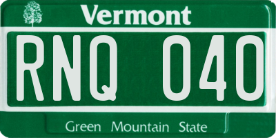 VT license plate RNQ040
