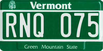 VT license plate RNQ075