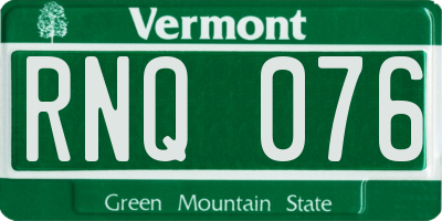VT license plate RNQ076