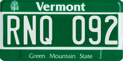 VT license plate RNQ092