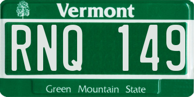 VT license plate RNQ149