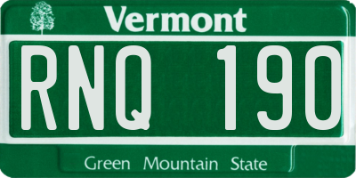 VT license plate RNQ190