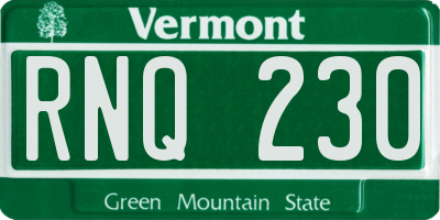 VT license plate RNQ230