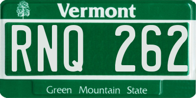 VT license plate RNQ262