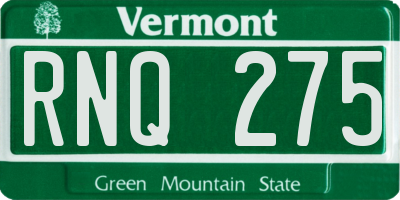 VT license plate RNQ275