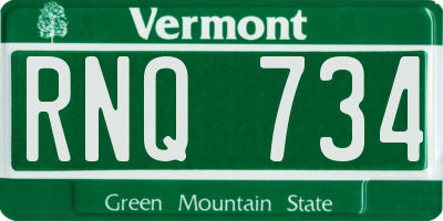 VT license plate RNQ734